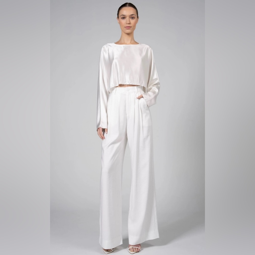 Nonchalant Fabi Elegant White‎ Wide-Leg Trousers Size XS